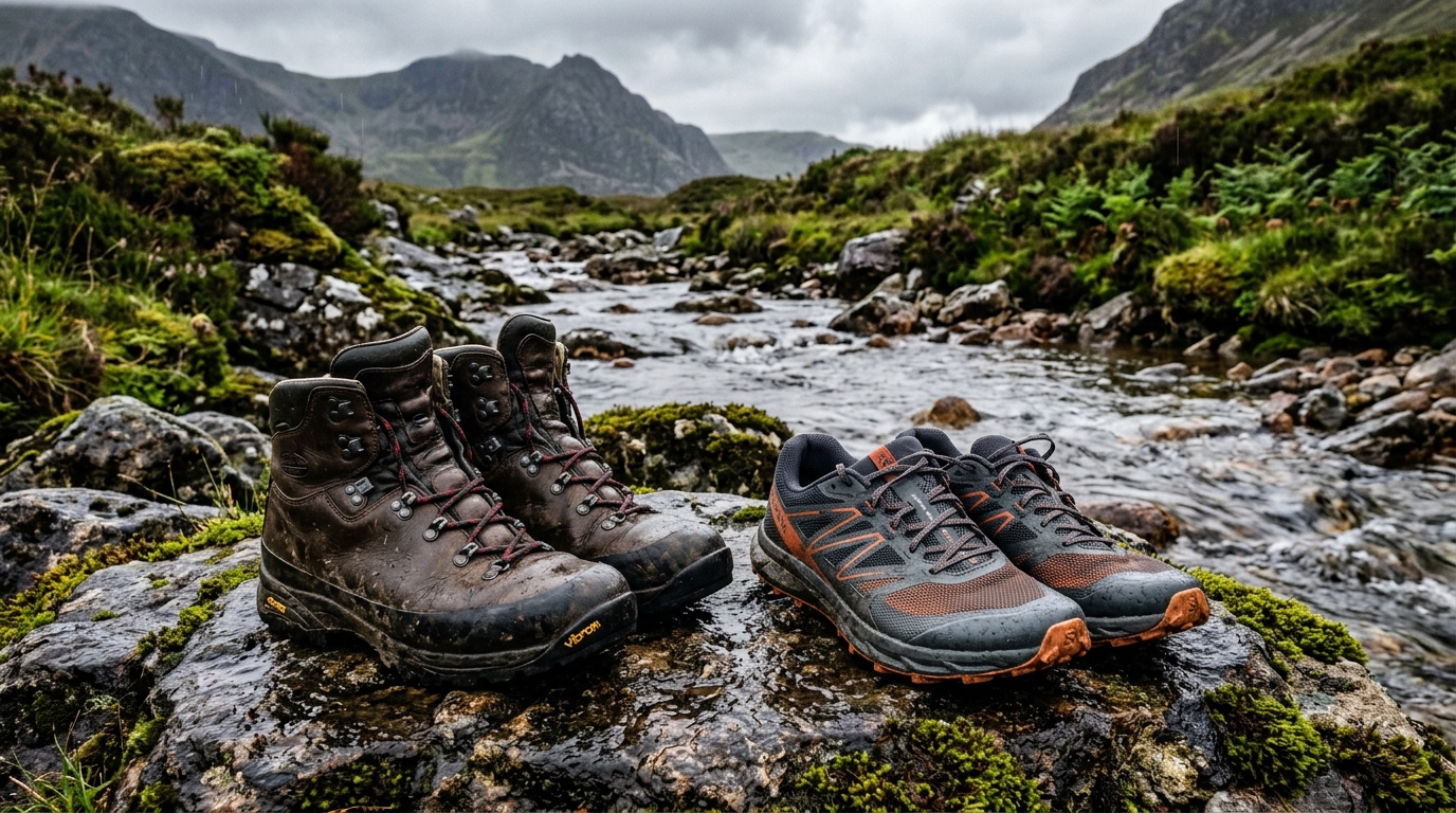 Choosing hiking footwear for rocky and wet terrain